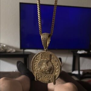 Rich Forever Pendant(18k gp) golden box chain(14k)